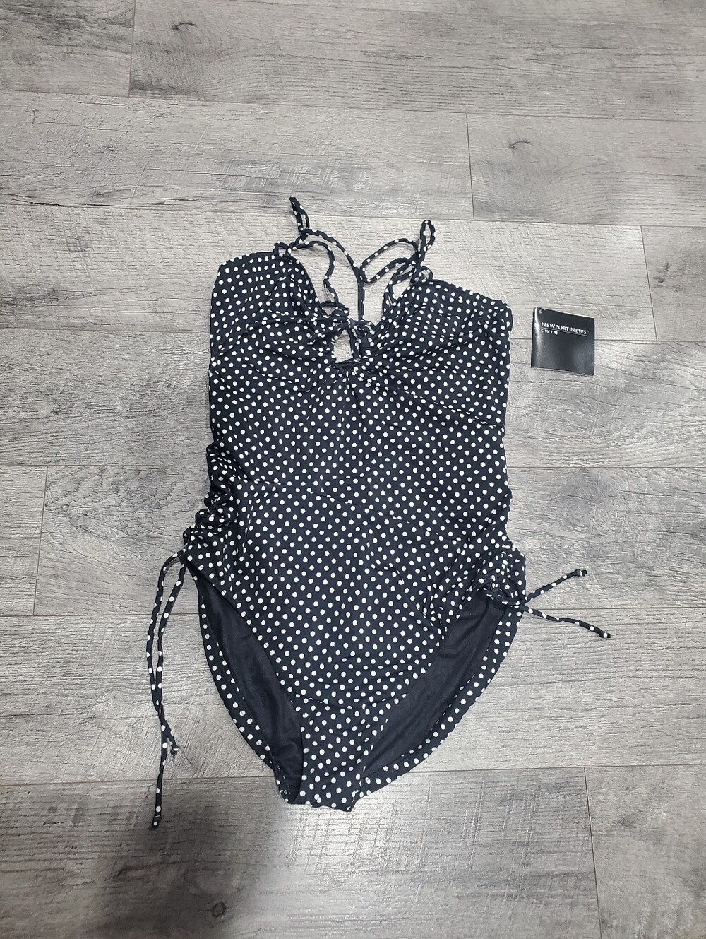 Newport News Black And White Poka Dot Swim Suit